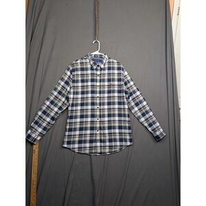 Men's US Polo Assn Navy Check Flannel Button Down Shirt Size Large